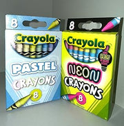 Bundle of Limited Edition Crayola Crayons - Neon & Pastel - 8 Pack Each - 16 Crayons Total