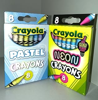 Bundle of Limited Edition Crayola Crayons - Neon & Pastel - 8 Pack Each - 16 Crayons Total