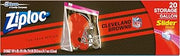 Ziploc Slider Storage Gallon Bag, Great for grab-and-go snacking, tailgating or homegating, 20 Count- NFL Cleveland Browns