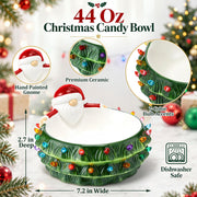 Saillong Ceramic Gnome Candy Bowl, 44 Oz, Holiday Design