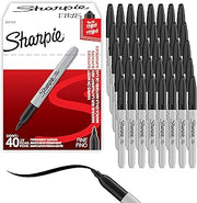 Sharpie Permanent Markers, Fine Tip, Black, 40 Count - Office Supplies, Quick Drying, Fade Resistant, For Wood, Plastic, Paper, Metal, And More