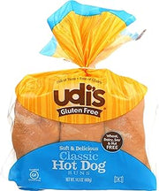 Udi's Gluten Free Classic Hot Dog Buns, Frozen, 14.3 Ounce