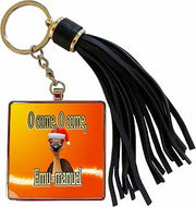 3dRose O come, O come, Emu-manuel Christmas Carol Hymn Tassel Key Chain