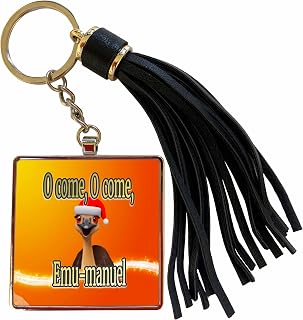3dRose O come, O come, Emu-manuel Christmas Carol Hymn Tassel Key Chain