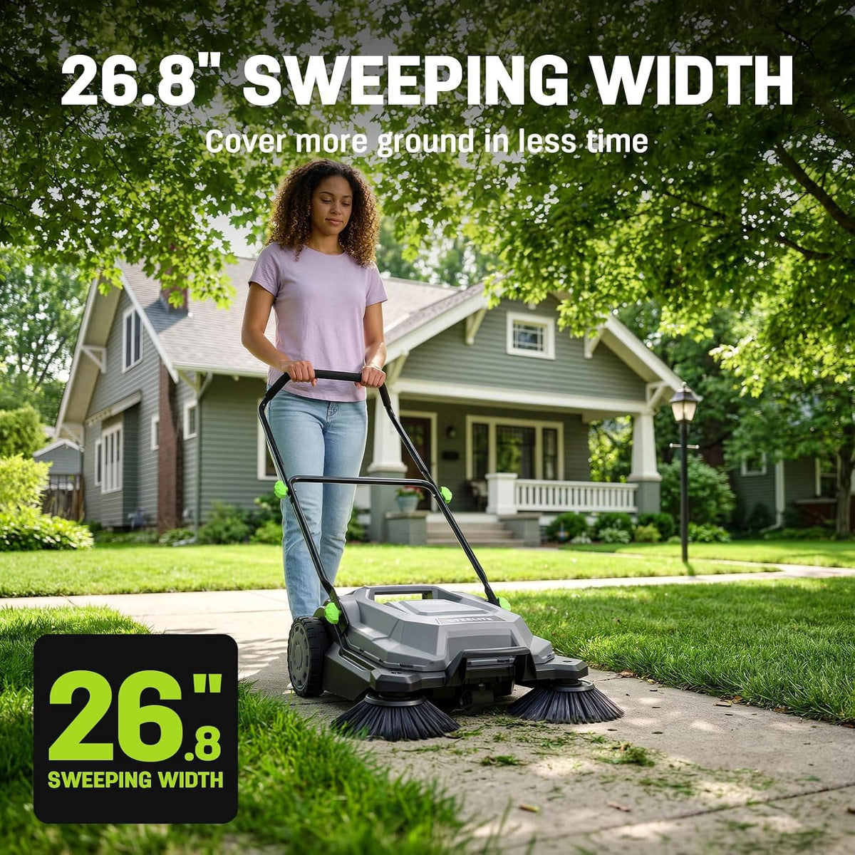 Walk-Behind Hand Push Floor Sweeper by Steelite – Palm Green, Model AZDG934