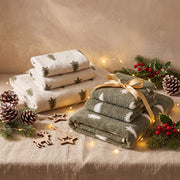Peryiter Christmas Towel Set, Pine Tree Pattern, Green, 6 Pieces