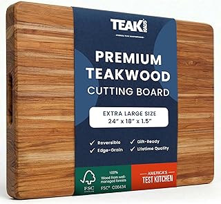 Teakhaus Cutting Board - Extra Large (XL) Teak Wood Cutting Board 24”L x 18”W x 1.5” Thick - Sustainably Harvested and FSC Certified - Knife Friendly with Natural Oil Finish
