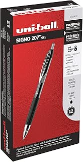Uni-Ball Signo Retractable Gel Pen, Bold Point, Black Ink, 12-Count, 1 Pack