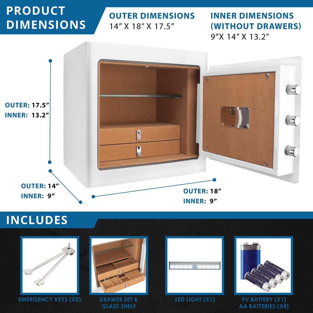 Barska Light Interior / 17.5 x 18 x 14 inches / White Cabinet Safes