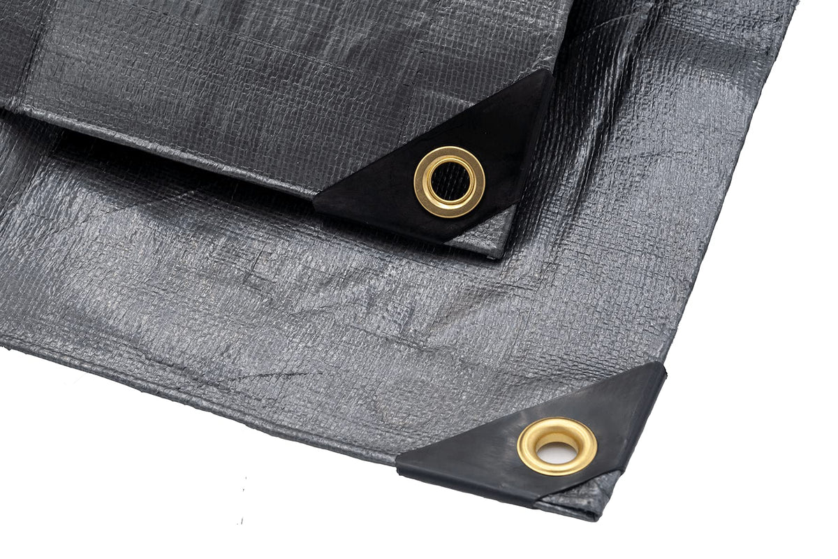 Heavy Duty Silver Tarp 6 OZ. by HARPSTER TARPS – 12'x12', High Density Polyethylene (HDPE), Silver, Model S12x12