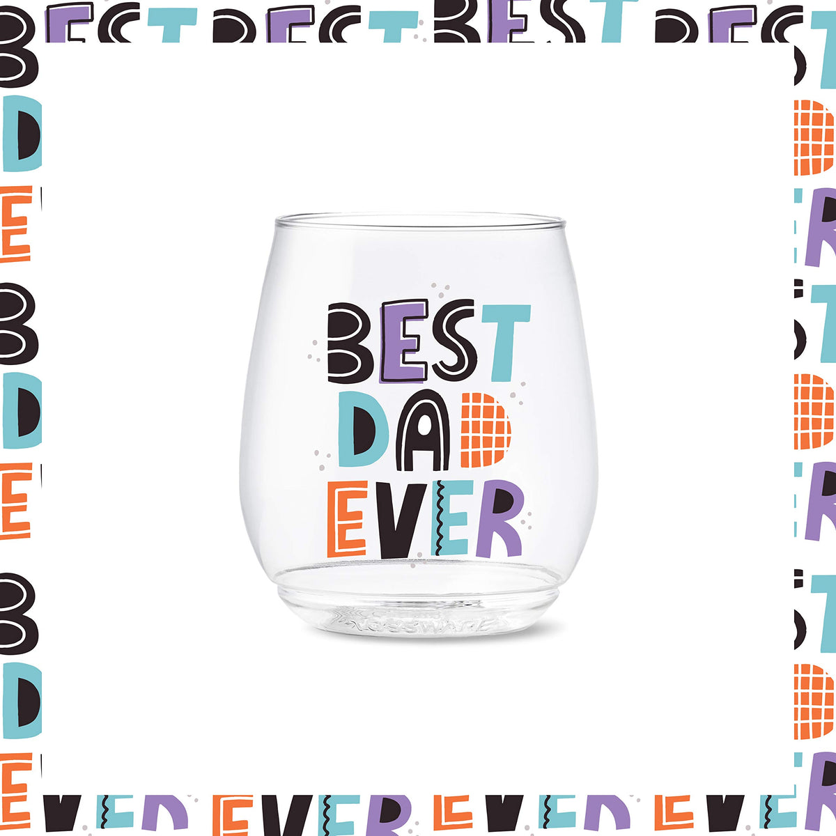 14oz Vino Best Dad Ever Series by TOSSWARE – 14oz, 14 fluid_ounces, Plastic, Best Dad Ever, Pack of 6