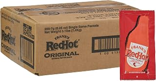 Frank's RedHot Original Cayenne Pepper Sauce Packets, 200 count - One 200 Count Package of Frank's Hot Sauce Packets, Perfect Single-Serve Size for Take-Out, Delivery and Catering