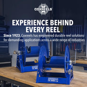 Hand Crank Steel Hose Reel by COXREELS – 1/2" x 100', Steel, Blue, Model 1125-4-100
