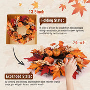 Nisoger Autumn Wreath, 24 Inch Diameter, Pumpkin Berry