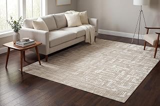 Dynamic Rugs Castor 7'9"x9'6" Ivory Area Rug, Contemporary Sleek Design, Sophisticated Modern Aesthetic, Subtle Sheen Finish, Durable Polyester, Perfect for Stylish Interiors