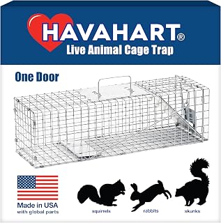 HAVAHART Medium 1-Door Live Animal Trap, Galvanized Steel Cage | Humane Catch and Release for Rabbit, Skunk, Mink, and Squirrel, Spring-Loaded Door, 1078SR