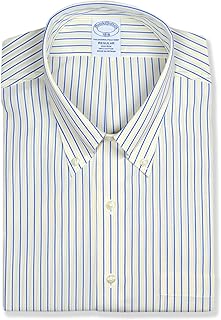 Brooks Brothers Mens Regular Fit All Cotton Mixed Stripe Pocket Dress Shirt,