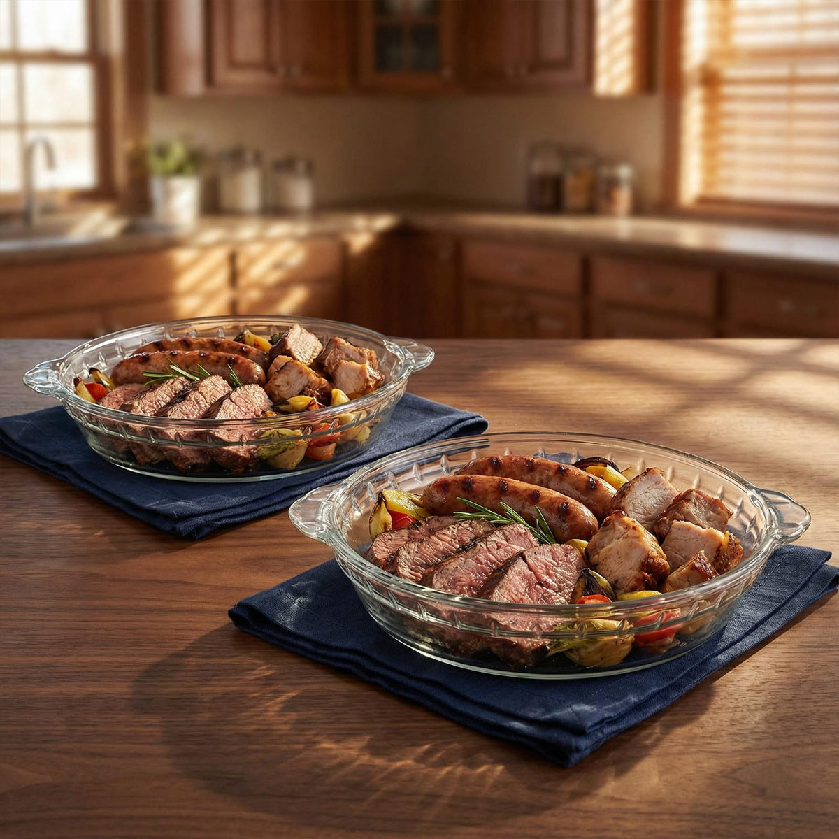 Uiifan Mini Glass Pie Pan, 9 Inch Clear Baking Dish with Handles, Set of 2