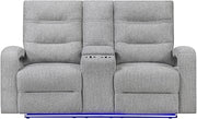 Global Furniture USA U6611 Grey 15 Power Console Reclining LOVESEAT with LED