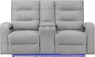 Global Furniture USA U6611 Grey 15 Power Console Reclining LOVESEAT with LED