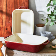 Ceramic Rectangular Baking Dish Set by STAUB – 2-pc, Ceramic, Rustic Red, Pack of 2, Model 40511-923