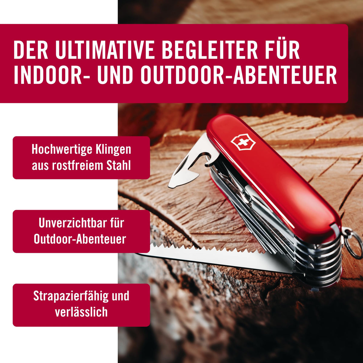 Swiss Champ Swiss Army Knife by Victorinox – 91 mm, Stainless Steel, Red, Model 53501