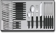 Victorinox 6.9093.11W.24 Cutlery Table Set, Steak Knife, Fork and Spoon, Set of 24, Black