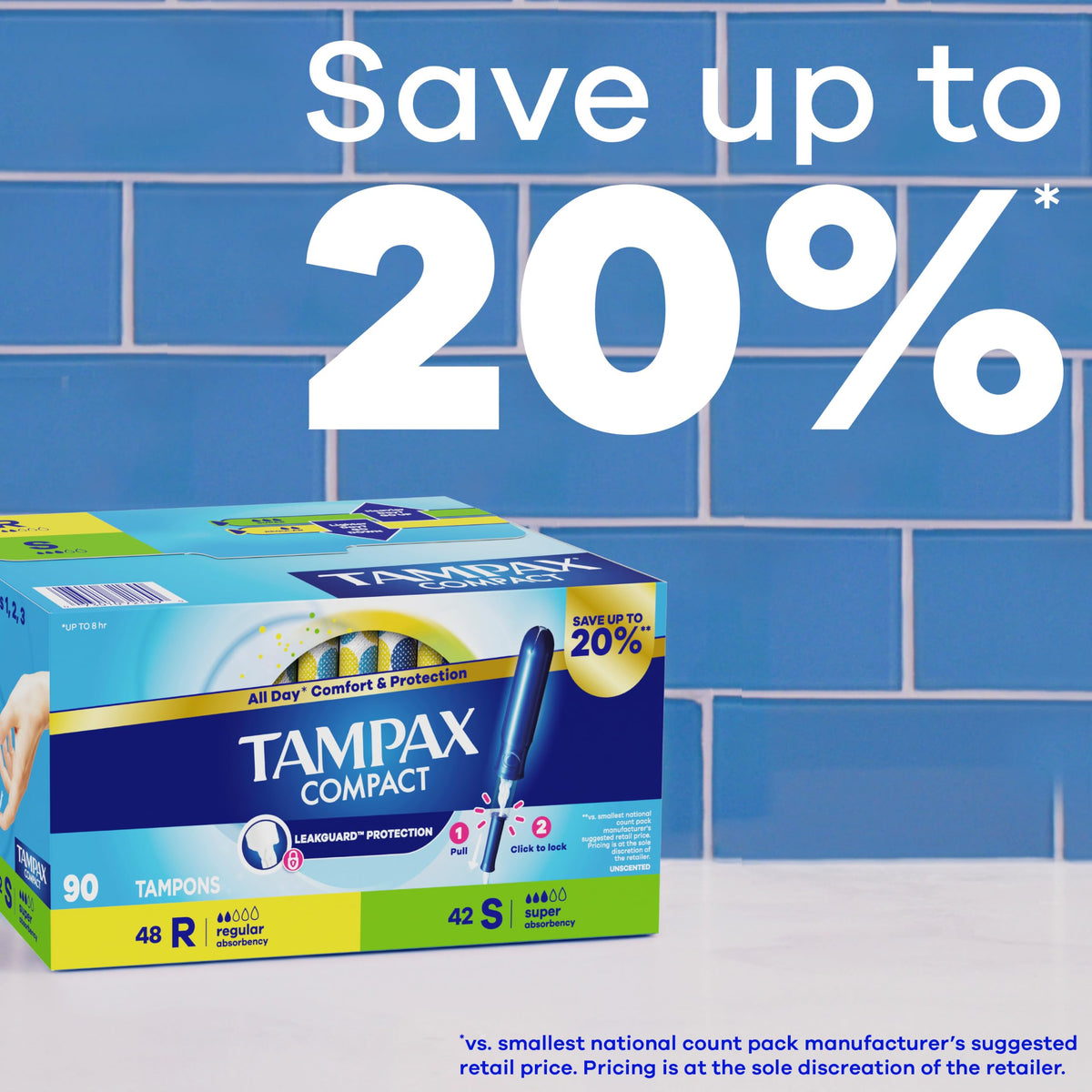 Compact Pearl Tampons Multipack by Tampax – Regular/Super, Rayon, Model P_16564