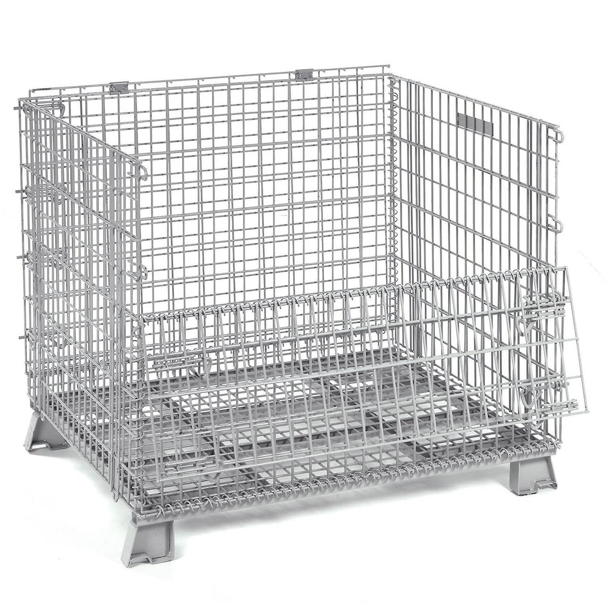 Wire Mesh Folding Open-Top Container by Global Industrial – 40.5 Cu. Ft., 5000.0 pounds, Wire Mesh, Gray, Model 239346