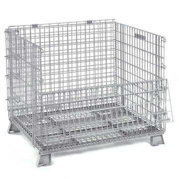 Wire Mesh Folding Open-Top Container by Global Industrial – 40.5 Cu. Ft., 5000.0 pounds, Wire Mesh, Gray, Model 239346