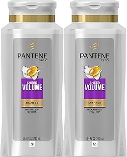 Pantene Volumizing Shampoo for Fine Hair, Sheer Volume 25.4 Fl Oz (Pack of 2)