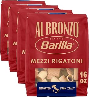 Barilla Al Bronzo Pasta, Mezzi Rigatoni, 16 oz (Pack of 4)