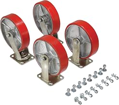 Vestil D-CK4-PU8-2 Poly-on-Steel Plate Caster Set for Self-Dumping Hopper, 8" Diameter Wheels, 5000 lb. Capacity