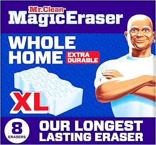 Mr. Clean Magic Eraser Sponge, All Purpose Cleaner, Long Lasting Cleaning Scrubber, Wall, Sneaker, Oven, Kitchen, Bathroom, Shower Cleaner, Cleaning Supplies, Whole Home Extra Durable XL, 8ct