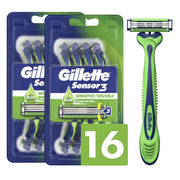 Gillette 8 Count (Pack of 2) / Sensor3 Sensitive (8ct) / Green/White Disposable Razors