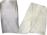 Reliant Ribbon 25733W-070-09J Elegant Woven Sheer Wired Edge Ribbon, 1-1/2 Inch X 25 Yards, Silver