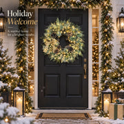 Worthyeah Pine Christmas Wreath, 22 Inch, Vintage Gold