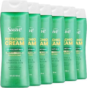 Suave Pistachio Cream Exfoliating Body Wash & Scrub with Glycerin & Vitamin E, Sulfate-Free Hydrating Cleanser for Soft, Smooth Skin, 6 Count, 18 FL OZ
