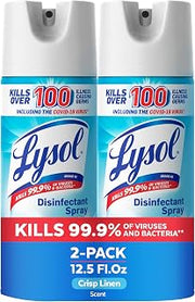 Lysol Disinfectant Spray, Sanitizer, Crisp Linen, 12.5 oz, 2 Pack