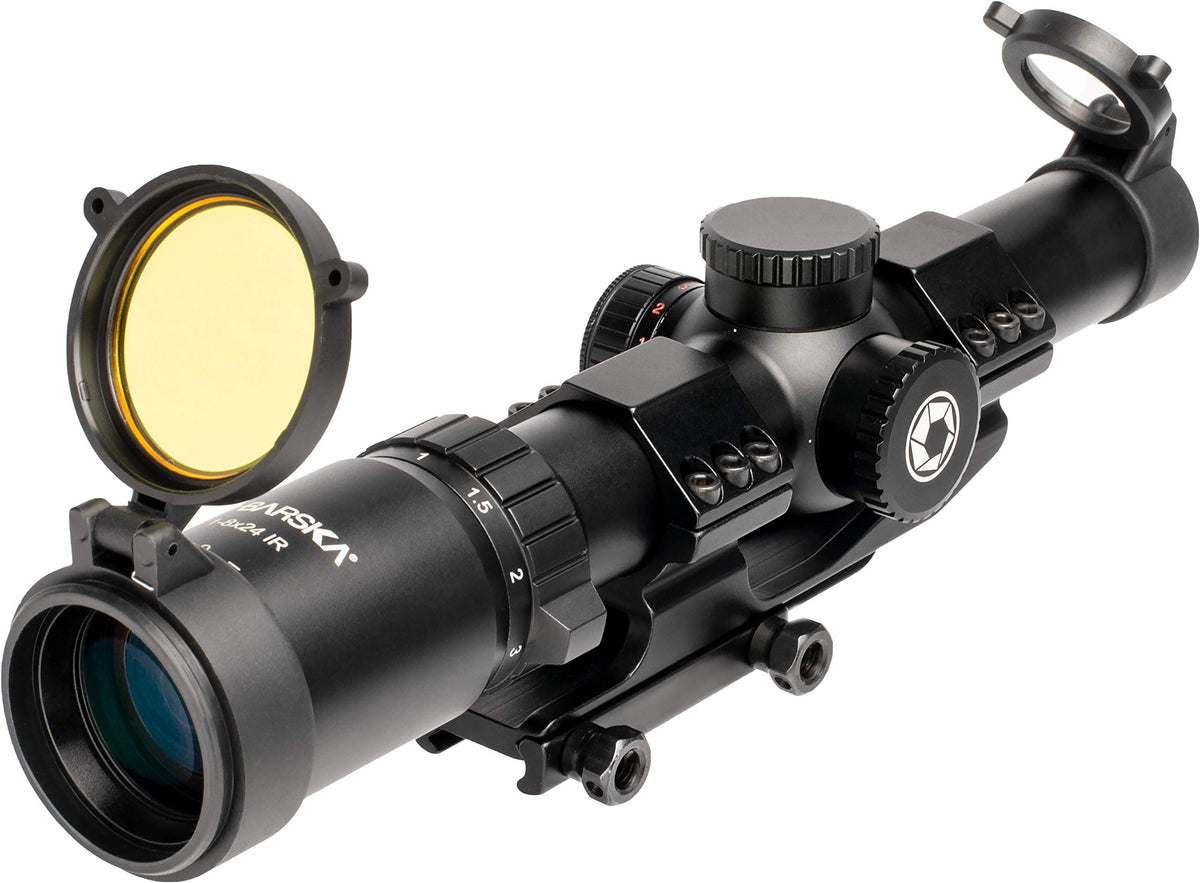 1-8x24 Rifle Scope with Red and Green Illuminated .223 BDC Reticle by Barska – One Size, Metal, Black, Model AC13326