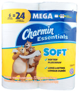 Essentials Soft 2-Ply Mega Toilet Paper, 352 Sheets Per Roll, Pack of 6 Rolls by Charmin – 6 Count (Pack of 1), Paper, white, Pack of 6, Model 60251