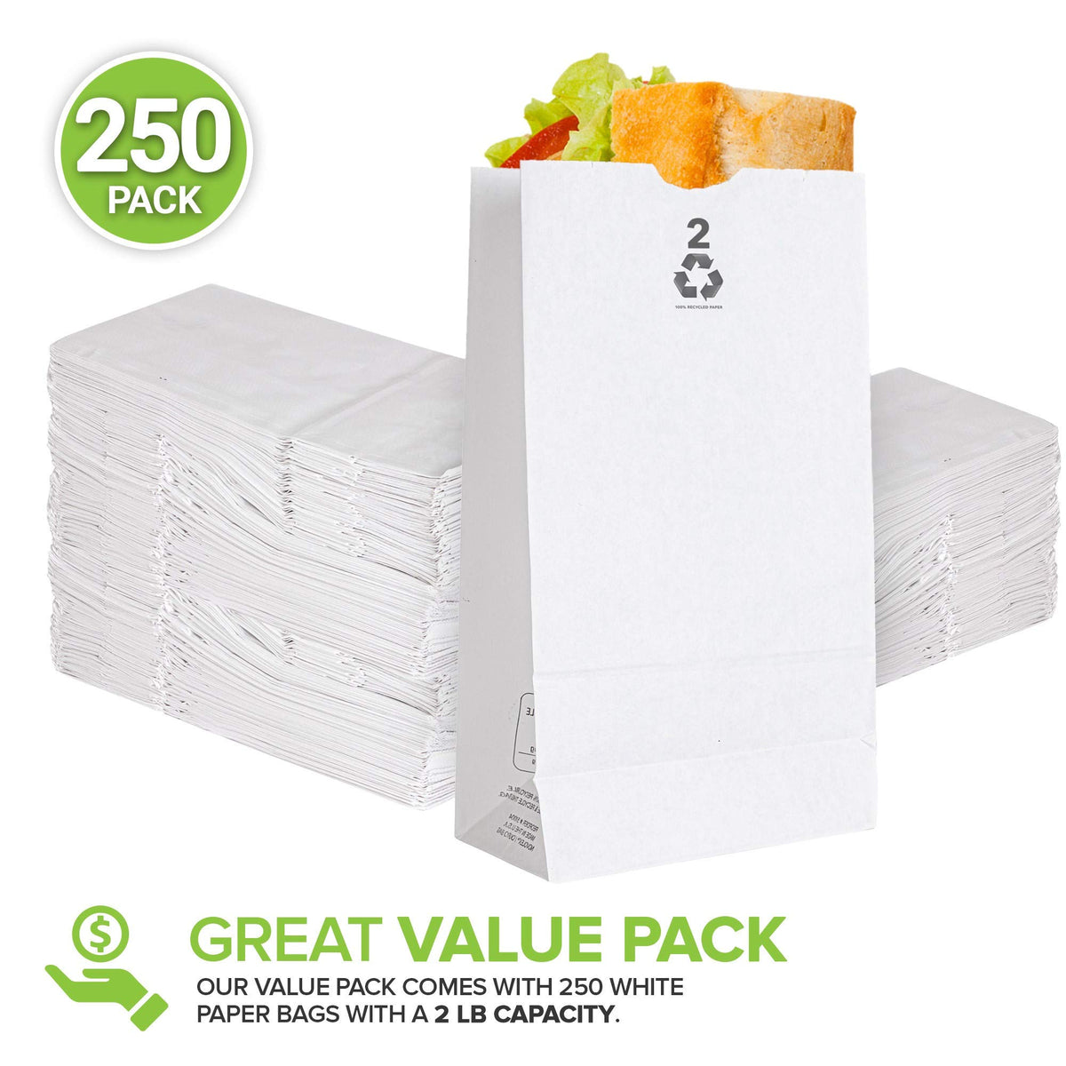 Stock Your Home 2 lb / 250 Count / White / 2.0 pounds Food Storage Bags
