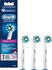 Cross Action Electric Toothbrush Replacement Brush Heads Refill by Oral-B – 3 Count (Pack of 1), Nylon, White, Blue, Green