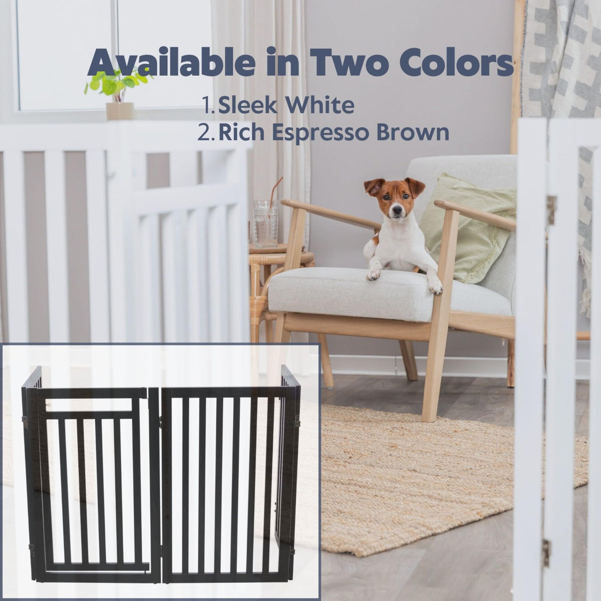 4-Panel Pet Gate by TRIXIE – Max Width 81", MDF, White, Model 39363
