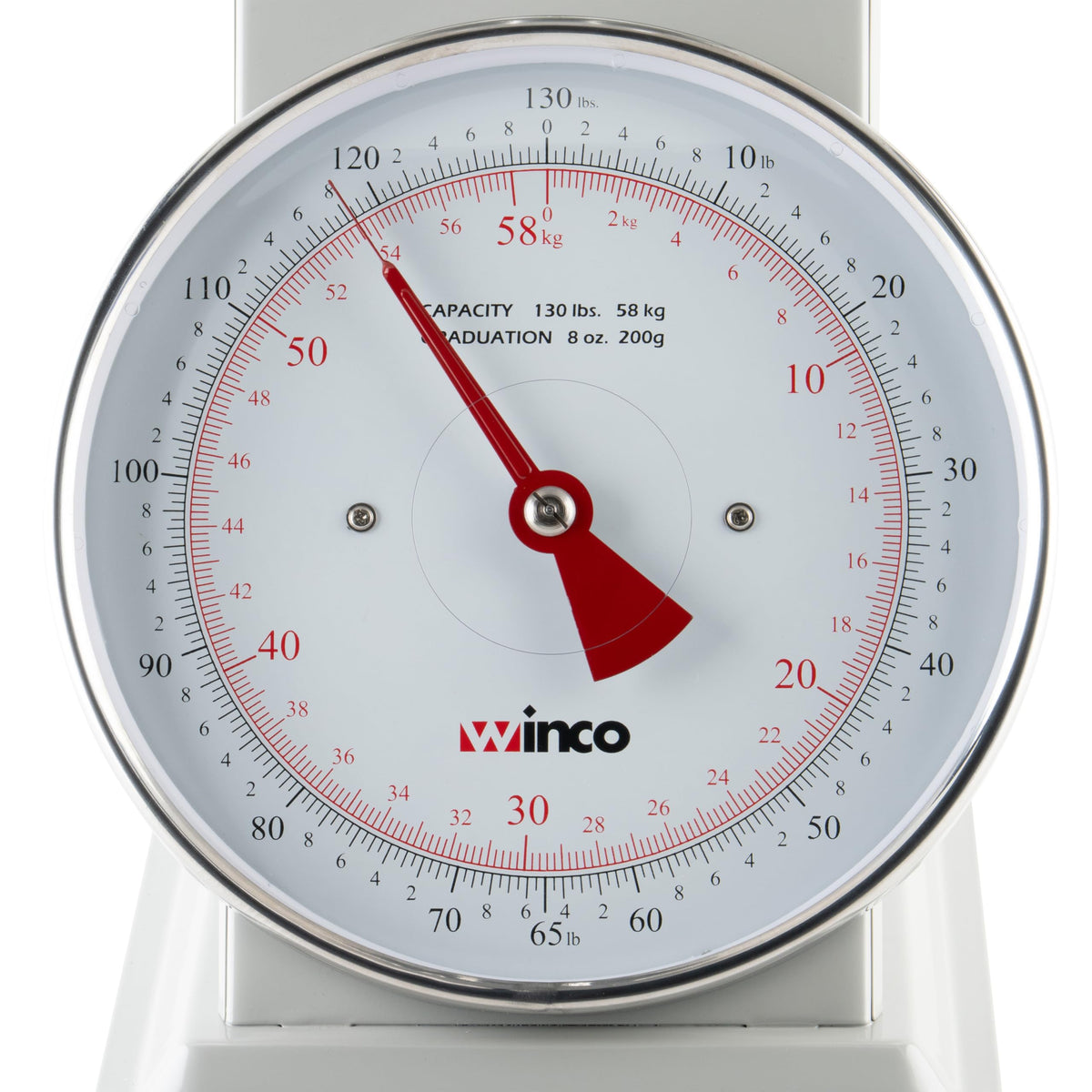 Winco 130 Pound / 9" / White, Steel Mechanical Scales