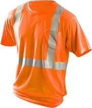 OccuNomix LUX-SSTP2-OS Premium Long Sleeve Wicking T-Shirt, Class 2, 100% ANSI Wicking Polyester with 2” 3M Scotchlite Reflective Material, Small, Orange (High Visibility)