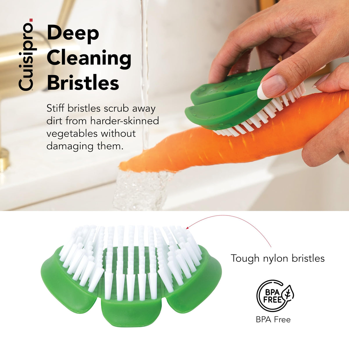 Flexible Vegetable Brush by Cuisipro – Pack of 1, Plastic, Green, Model CSP-747313