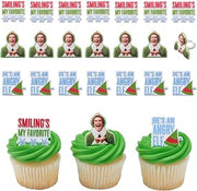 DecoPac Elf Smiling's My Favorite Festive Rings, Christmas Cupcake Decorations For Holiday Celebrations And Parties – 24 Pack