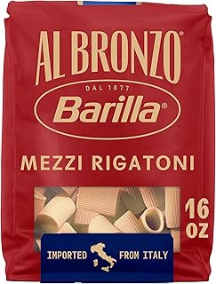 Al Bronzo Barilla Mezzi Rigatoni Pasta, Imported from Italy, 16oz