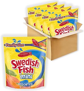 Swedish Fish Mini Assorted Soft & Chewy Candy, Family Size, 4 - 1.8 lb Bags